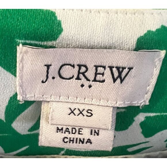 J.Crew Women's Sleeveless Green & White Scalloped Hem Leaf Print Top XXS‎ - Picture 6 of 7